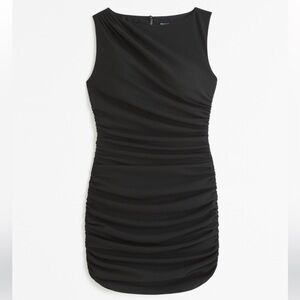 NWT Abercrombie & Fitch Stretch Draped Mini Dress in Black XS Tall